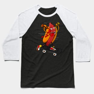 Hotdog Skater Funny Skating Bratwurst Baseball T-Shirt